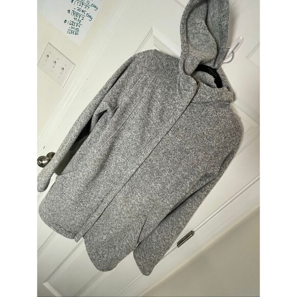 Lands’ End women’s fleece hooded medium tall gray 10-12 - Picture 1 of 6